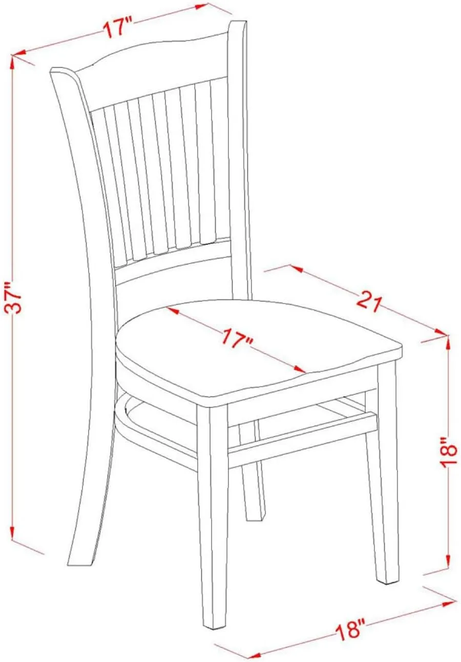 East West Furniture GRC-WHI-W Groton Dining Chairs - Slat Back Wooden Seat Chairs, Set of 2, Linen White