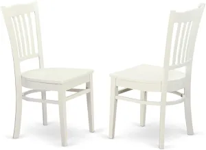 East West Furniture GRC-WHI-W Groton Dining Chairs - Slat Back Wooden Seat Chairs, Set of 2, Linen White