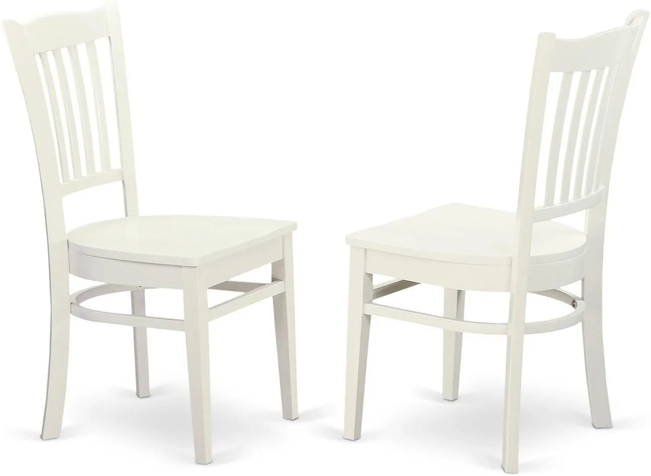 East West Furniture GRC-WHI-W Groton Dining Chairs - Slat Back Wooden Seat Chairs, Set of 2, Linen White