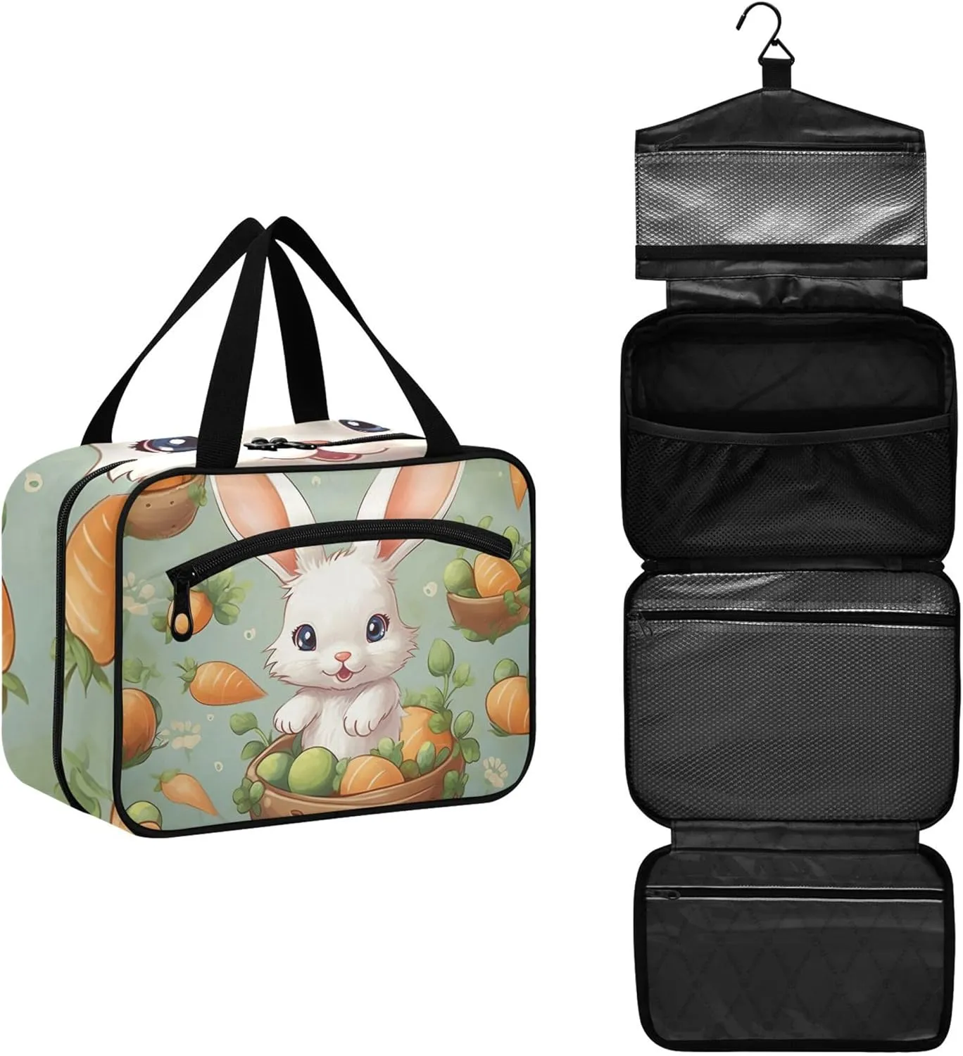 Easter Cute Rabbit Travel Toiletry Bag for Women & men Hanging Portable Toiletry Bag Large Capacity Travel Bag for Hold Cosmetics Skin Care Products Toiletries Large