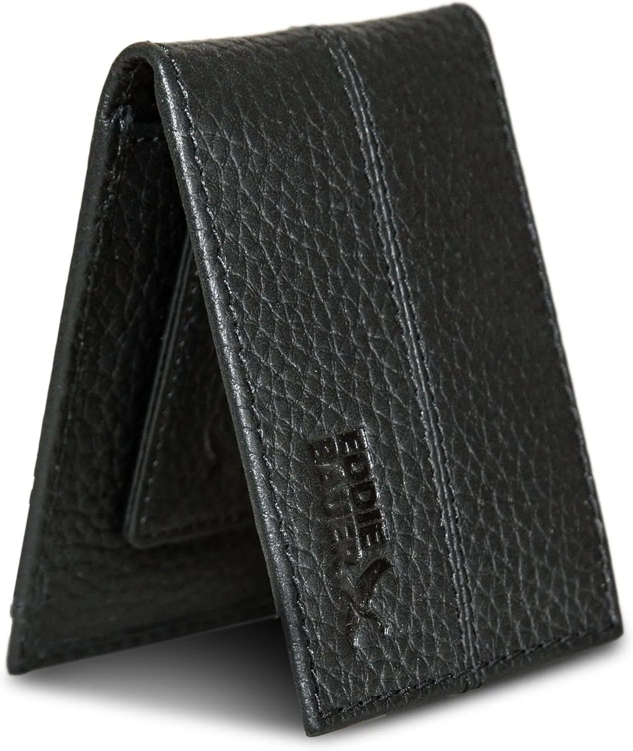 Eddie Bauer Men Signature Leather Money Clip Card Case Wallet
