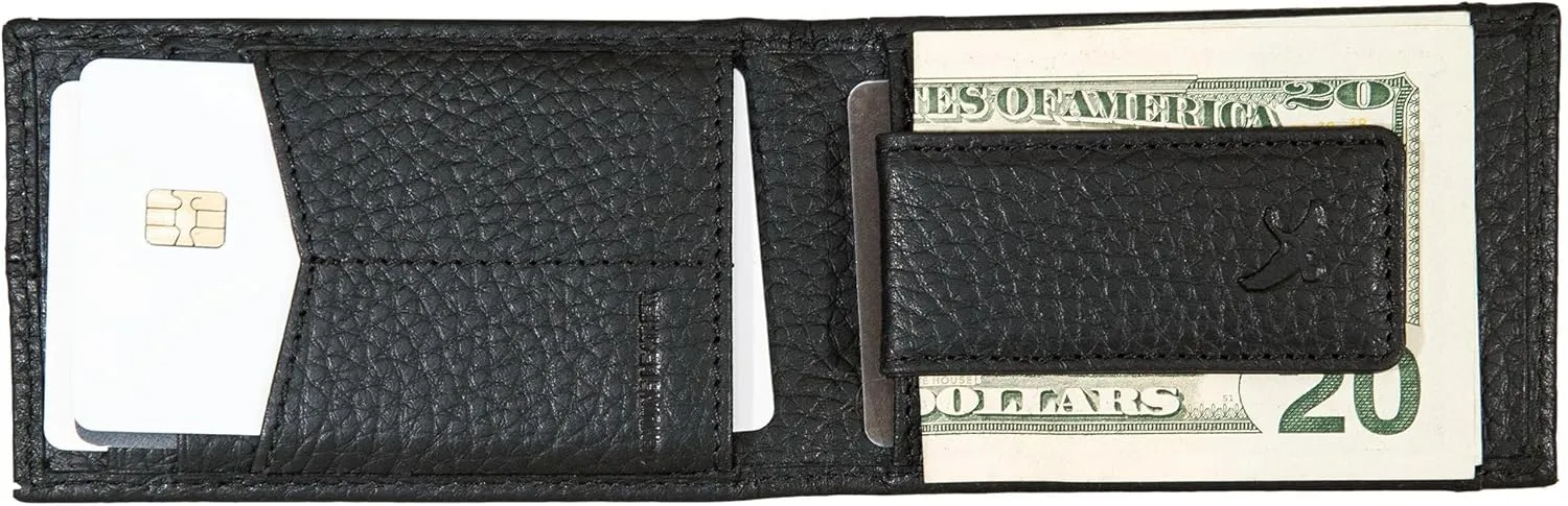 Eddie Bauer Men Signature Leather Money Clip Card Case Wallet