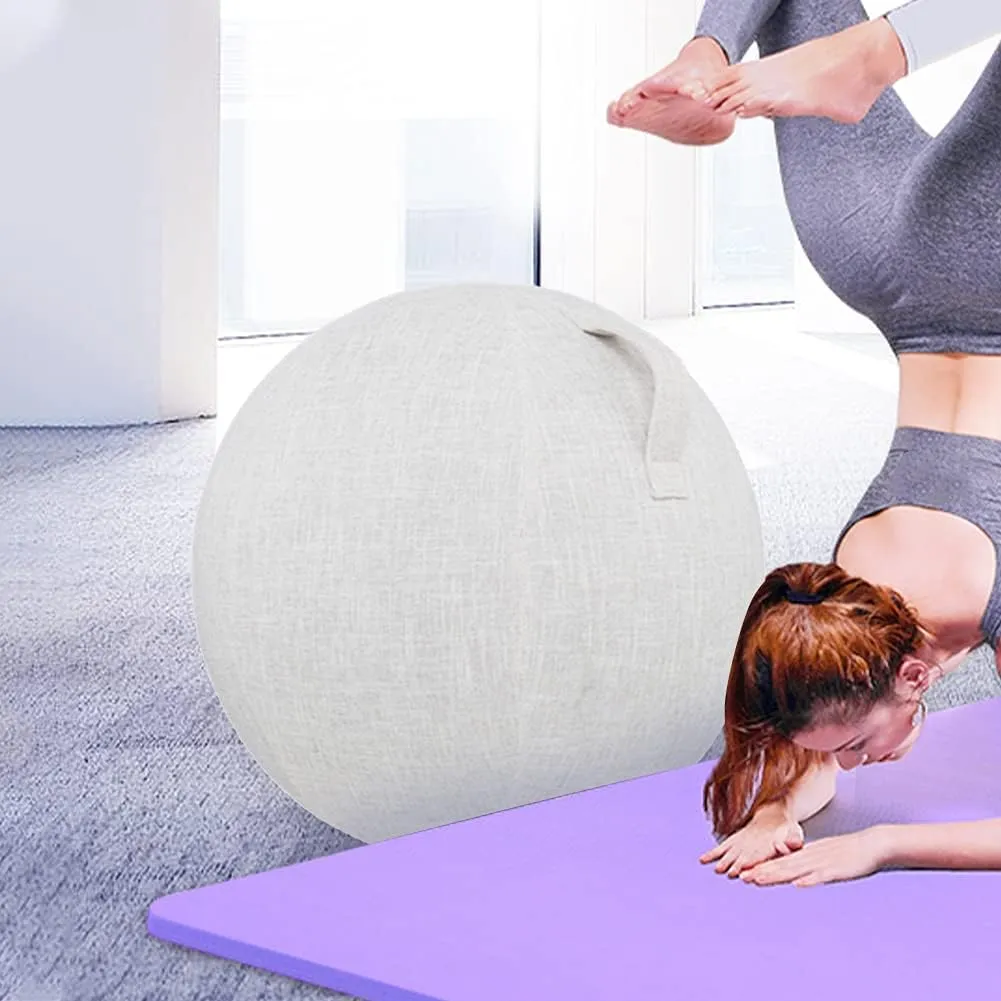 EKDJKK Balance Ball with Handle & Protective Skin, Foldable & Lightweight, Anti-Scratch - Beige, 55cm