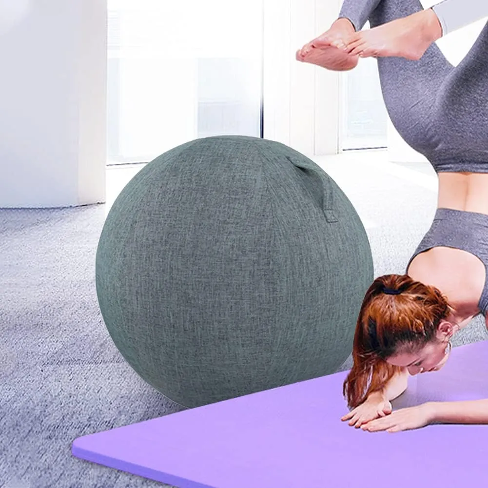 EKDJKK Balance Ball with Handle & Protective Skin, Foldable & Lightweight, Anti-Scratch - Beige, 55cm