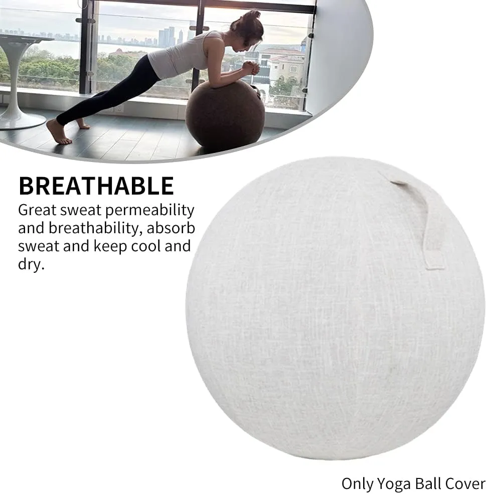 EKDJKK Balance Ball with Handle & Protective Skin, Foldable & Lightweight, Anti-Scratch - Beige, 55cm