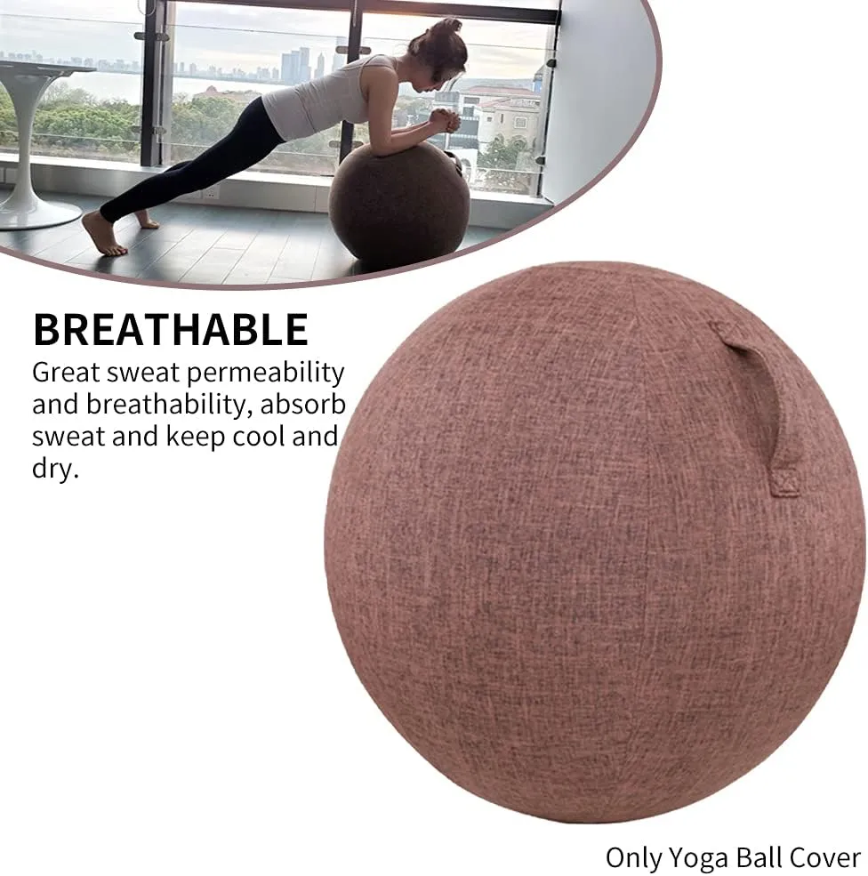 EKDJKK Balance Ball with Handle & Protective Skin, Foldable & Lightweight, Anti-Scratch - Beige, 55cm