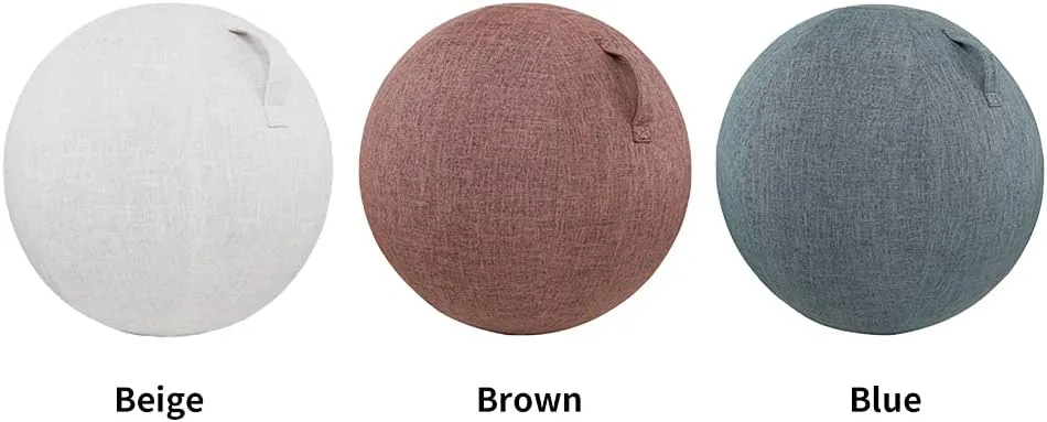 EKDJKK Balance Ball with Handle & Protective Skin, Foldable & Lightweight, Anti-Scratch - Beige, 55cm