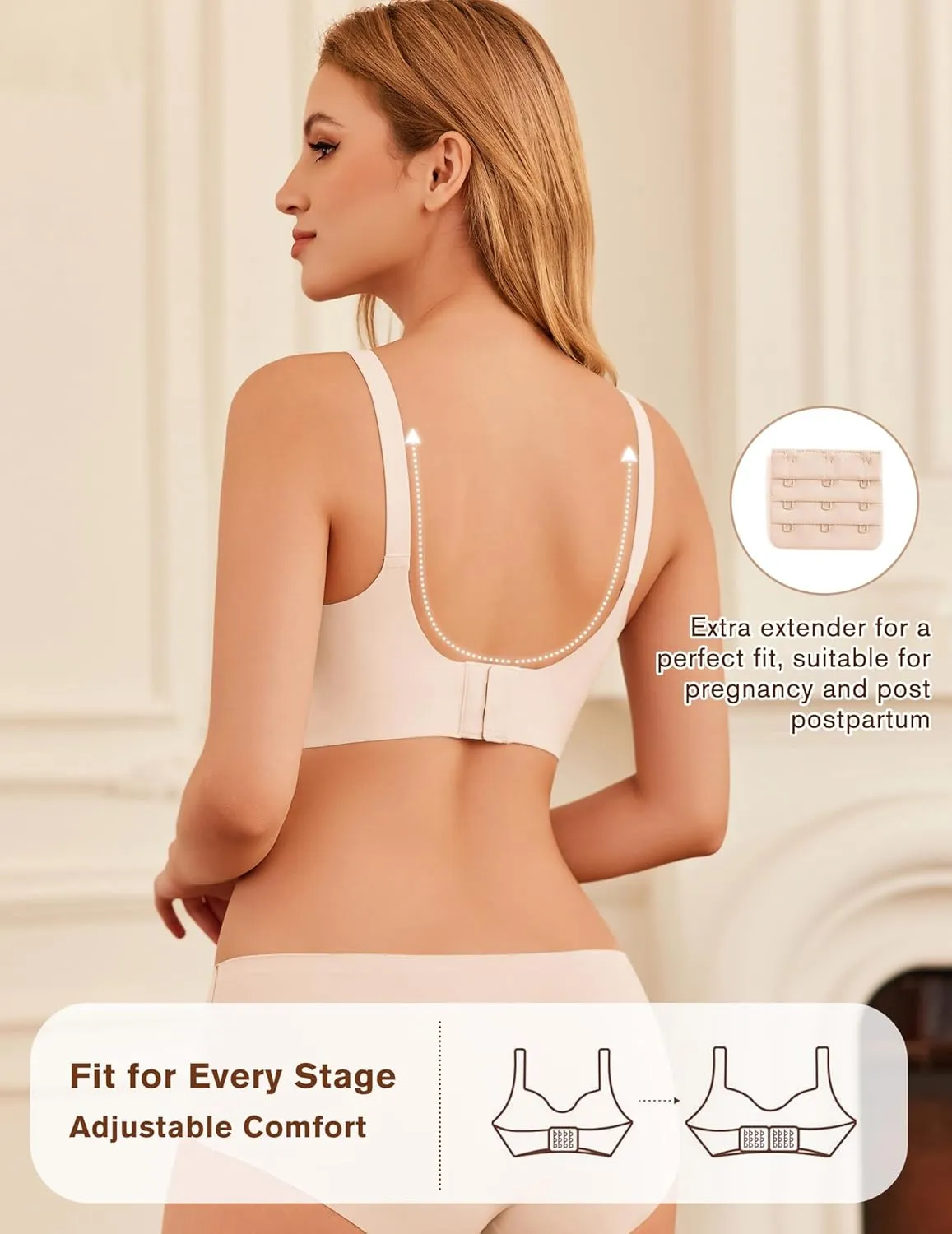 Ekouaer Women Mesh Support Nursing Bra Seamless Ultra Soft Maternity Bras Pregnancy Sleep Bralette with Extra Extenders