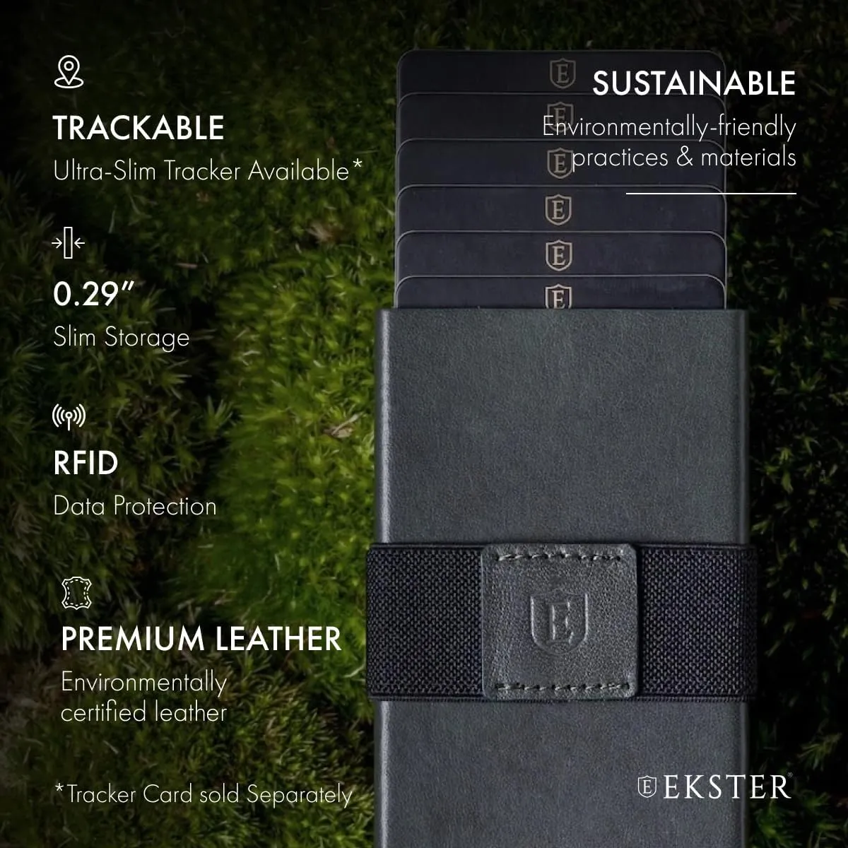 Ekster Senate Cardholder Wallet for Men | Slim Card Holder for Men w/RFID Blocking Layer | Minimalist Wallet w/Push Button for Quick Card Access | Juniper Green