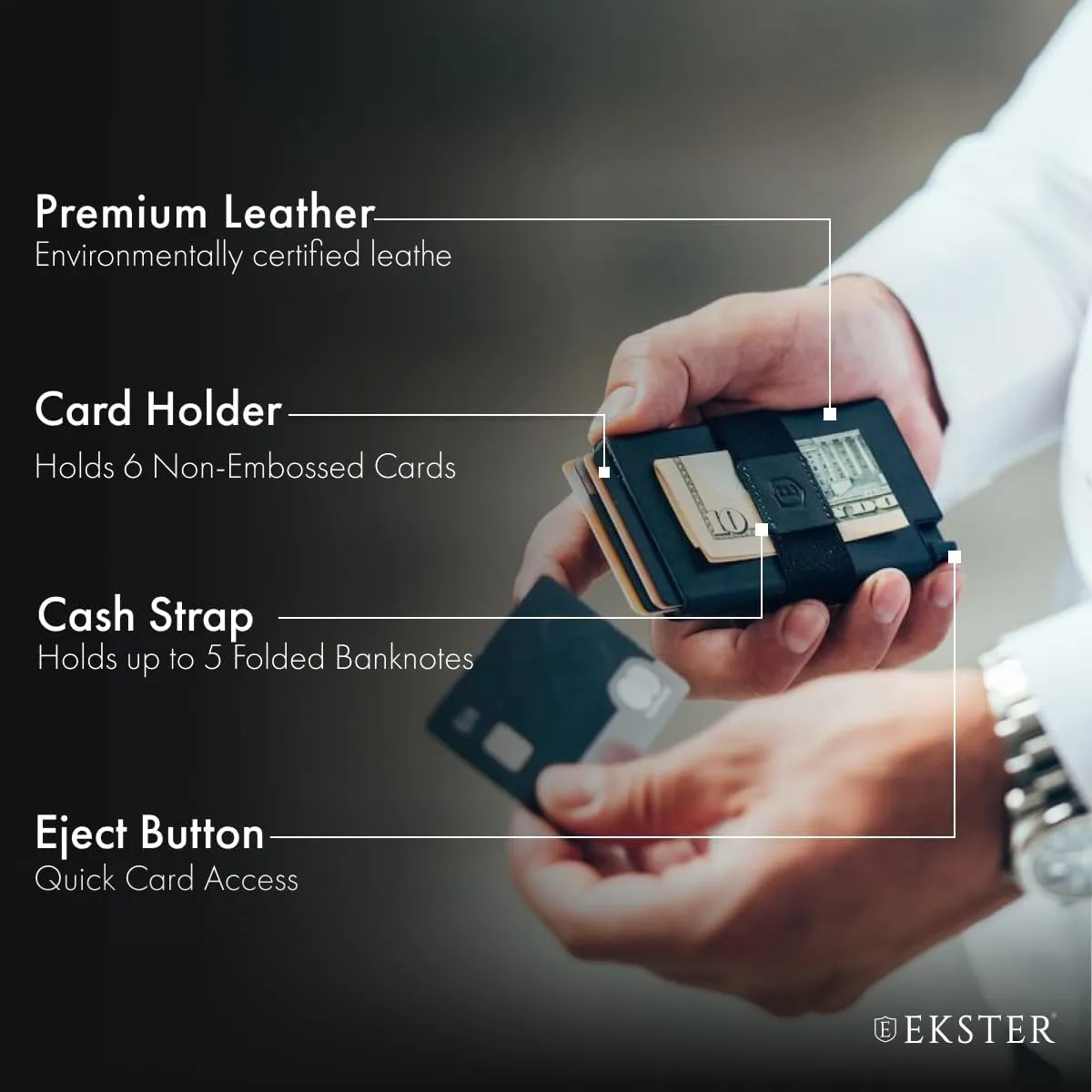 Ekster Senate Cardholder Wallet for Men | Slim Card Holder for Men w/RFID Blocking Layer | Minimalist Wallet w/Push Button for Quick Card Access | Juniper Green