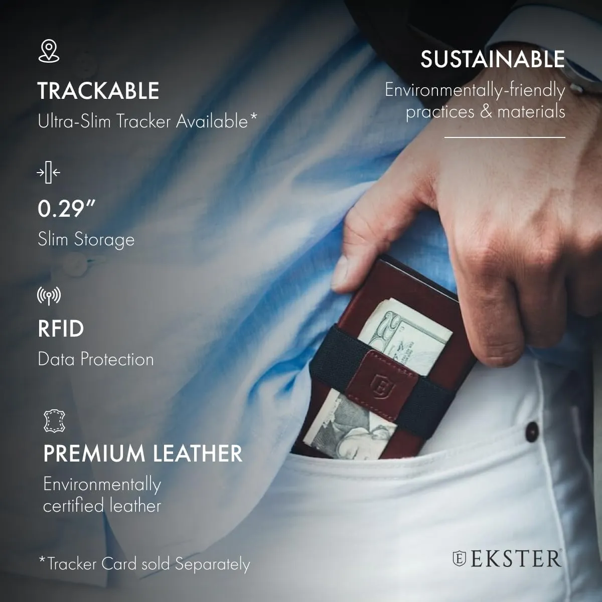 Ekster Senate Cardholder Wallet for Men | Slim Card Holder for Men w/RFID Blocking Layer | Minimalist Wallet w/Push Button for Quick Card Access | Merlot Red