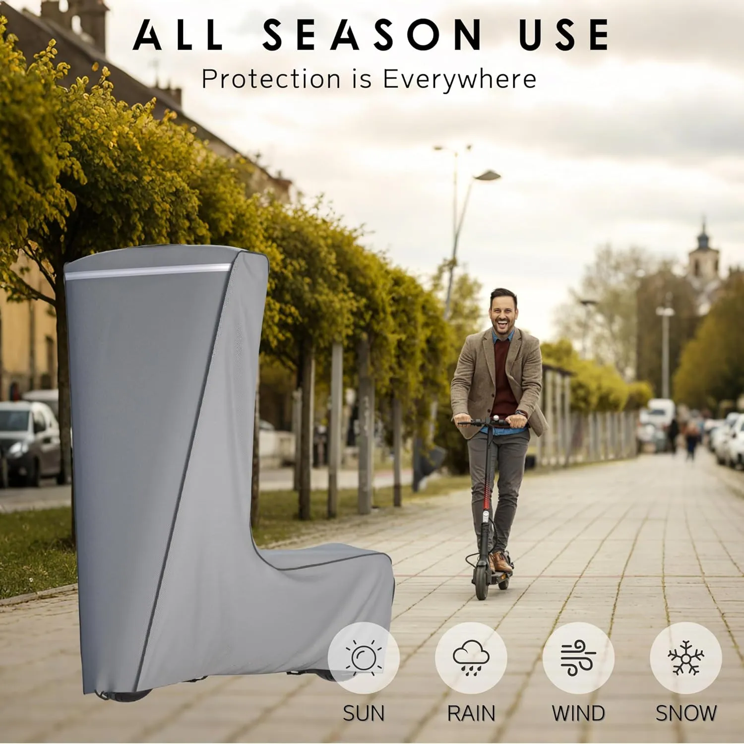 Electric Scooter Cover,1680D Heavy Duty Waterproof and Dustproof Oxford Cloth, UV Resistant & Anti-Scratch, Includes Storage Pouch,A Better Fitting Electric Scooter Cover (45x8x47)