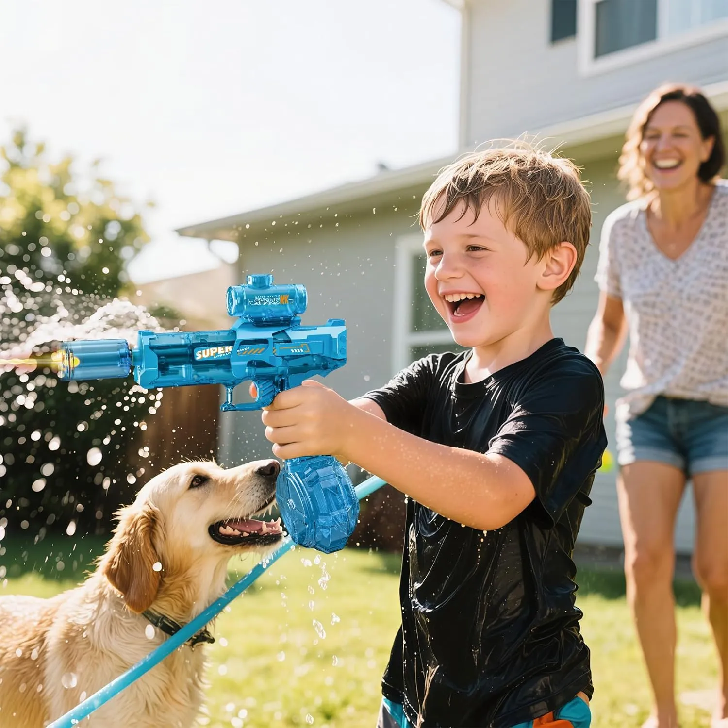 Electric Water Gun for Kids Adults,Water Blaster Squirt Guns with Flashing Muzzle,Range up to 32ft