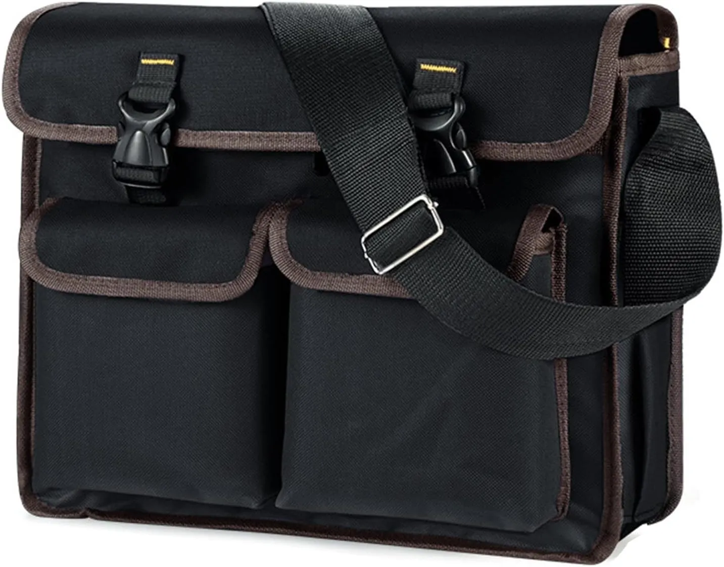 Electrician Tool Bag, Tool Messenger Bag, Large Capacity Thickened Oxford Cloth Messenger Bag for Repair and Installation Tools Storage Black