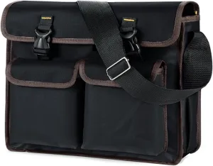 Electrician Tool Bag, Tool Messenger Bag, Large Capacity Thickened Oxford Cloth Messenger Bag for Repair and Installation Tools Storage Black