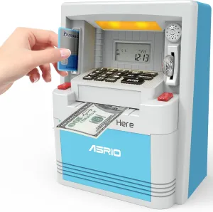 Electronic Piggy Bank for Kids, Cash Coin Can ATM Bank, Kids Banks for Real Money, Electronic ATM Machine Password Cash Coin, Toys for Ages 6-13 Piggy Bank, Electronic Savings Safe