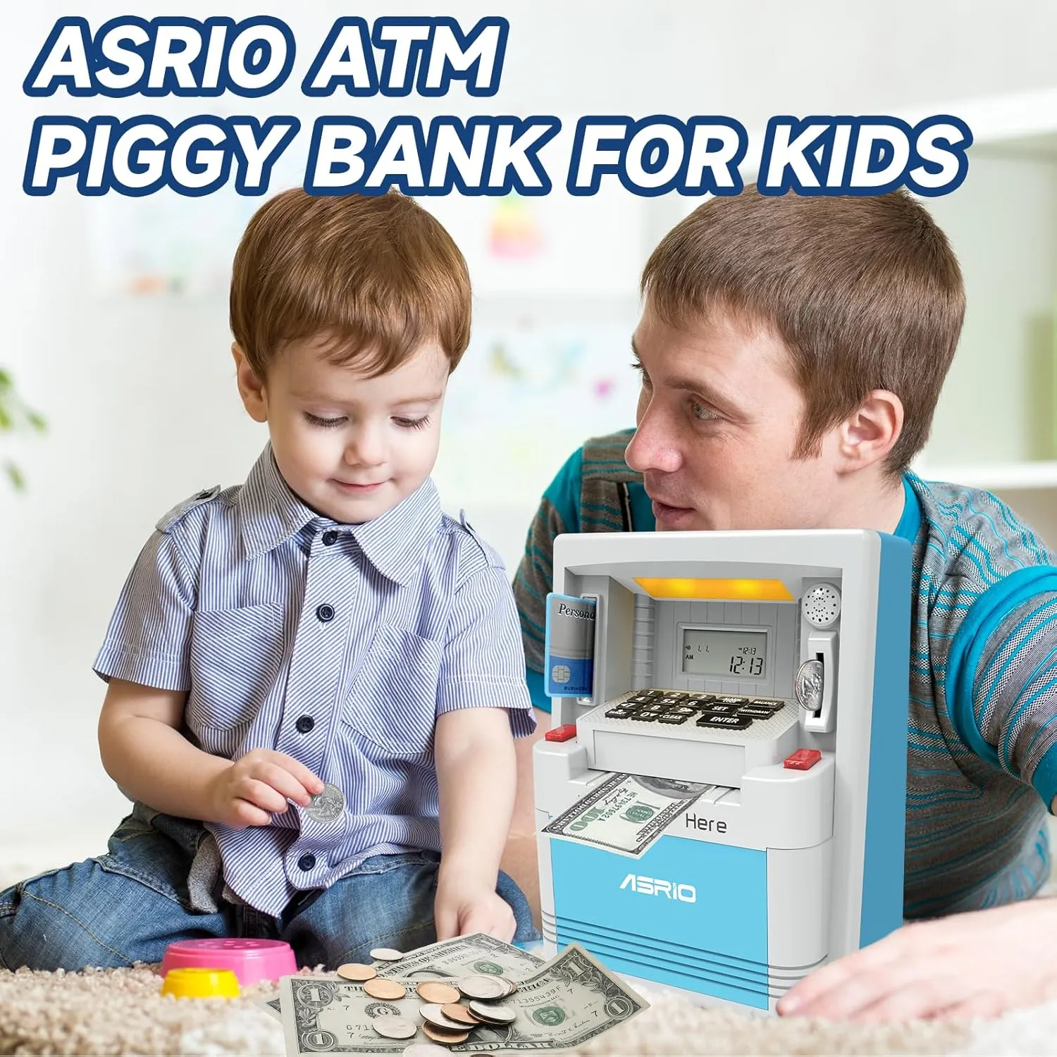 Electronic Piggy Bank for Kids, Cash Coin Can ATM Bank, Kids Banks for Real Money, Electronic ATM Machine Password Cash Coin, Toys for Ages 6-13 Piggy Bank, Electronic Savings Safe