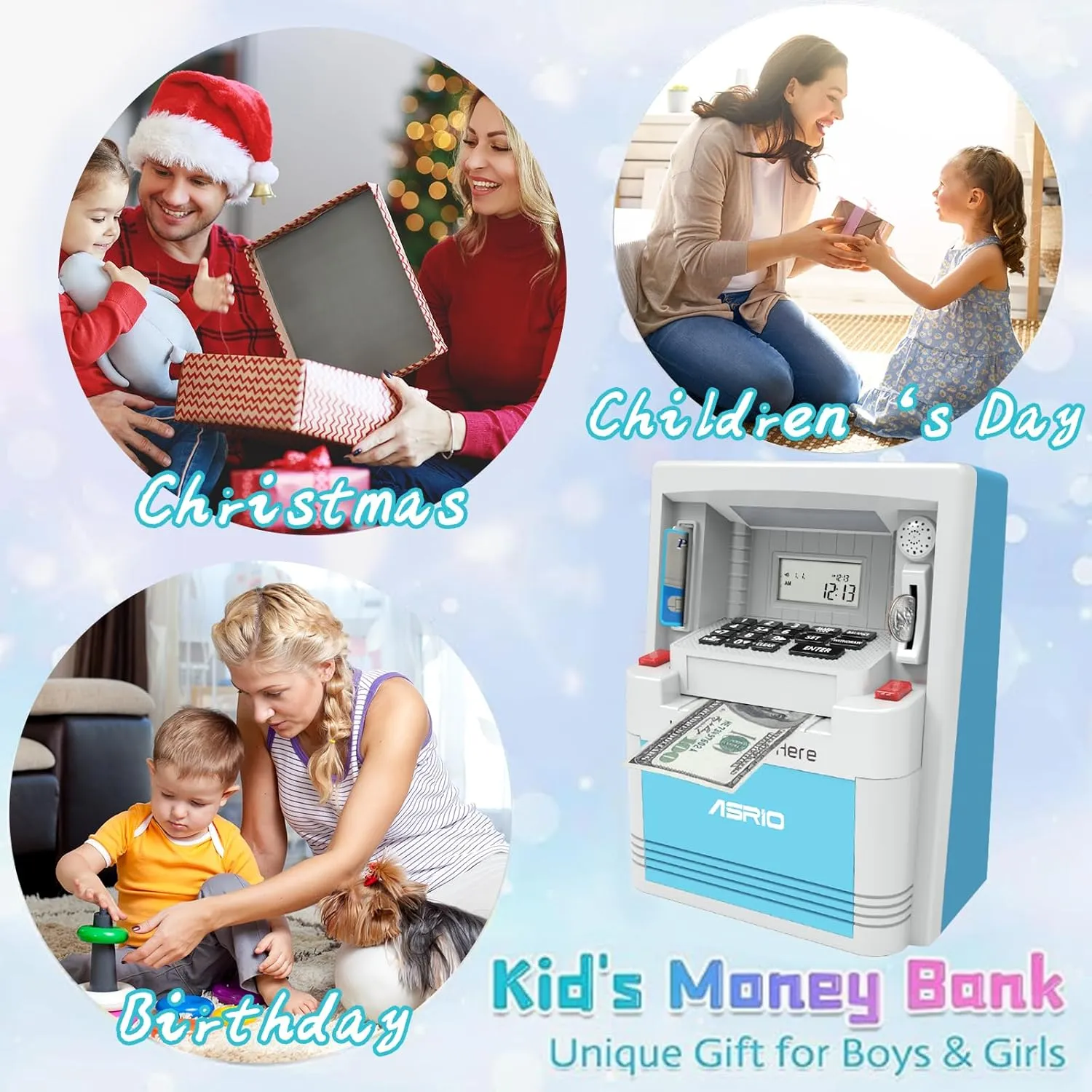 Electronic Piggy Bank for Kids, Cash Coin Can ATM Bank, Kids Banks for Real Money, Electronic ATM Machine Password Cash Coin, Toys for Ages 6-13 Piggy Bank, Electronic Savings Safe