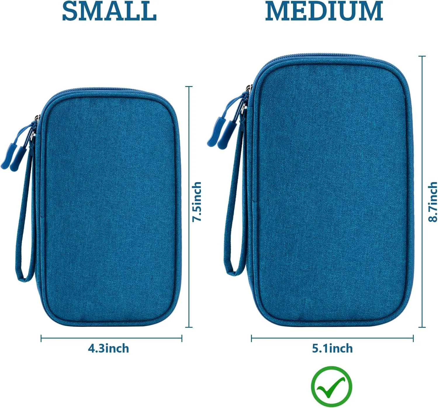 Electronics Travel Organizer Case, Carry On Essentials Pouch Bag for Tech Accessory, Cable, Chargers & Cords (Green-M, Medium), SND076GE
