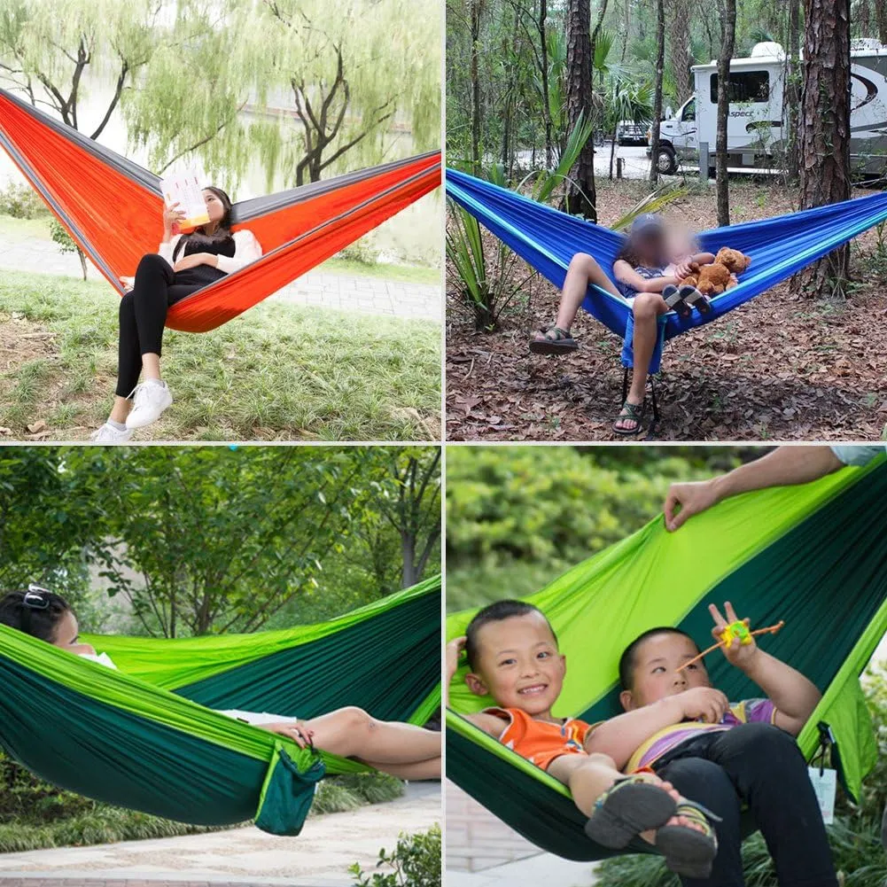 ELEOPTION® Portable Outdoor Double Camping Hammock Aluminum Carabiners Big Size 118 "x71 Lightweigh with Weather Resistant Best Equipment for Backpacking, Hiking, Hiking,Travel etc (Green)