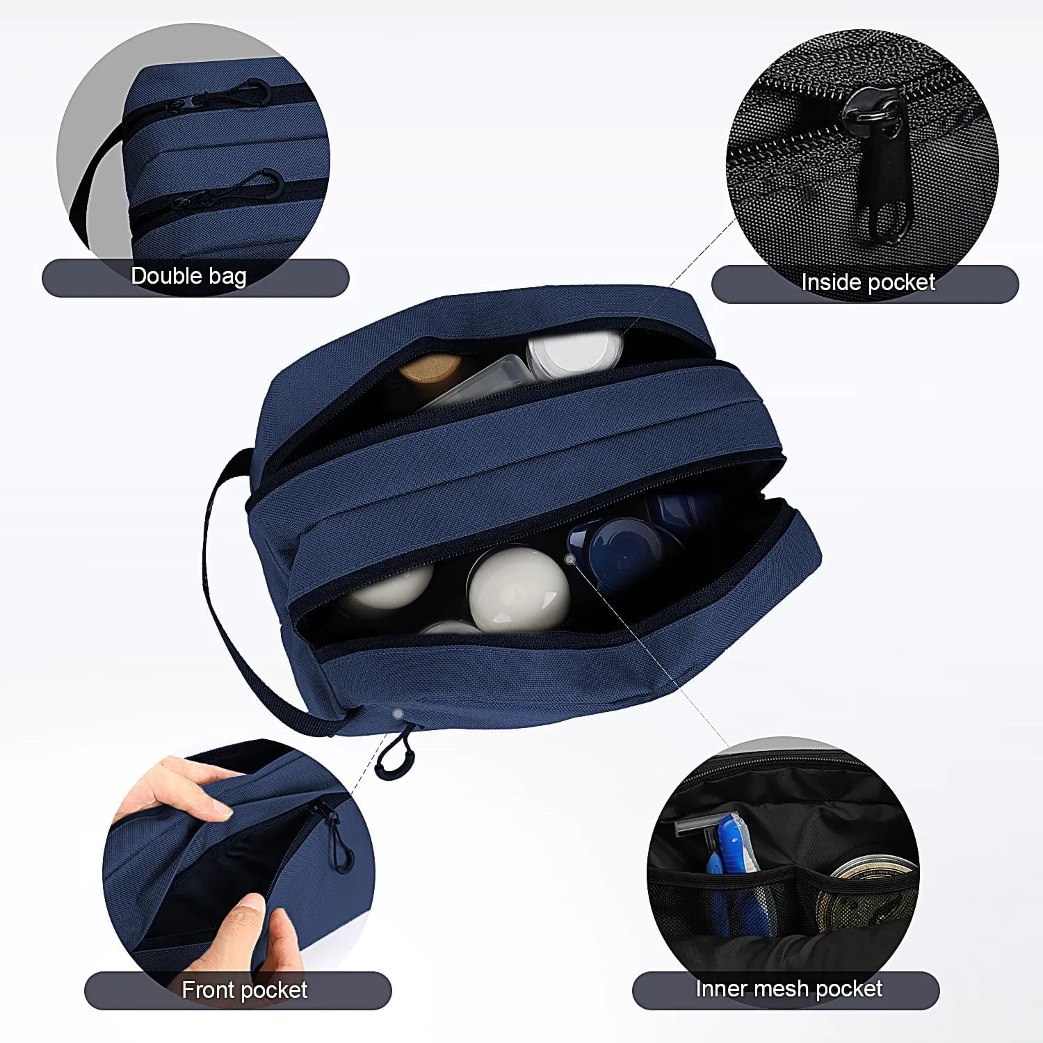 emissary Men's Travel Toiletry Bag, Water Resistant Travel Bathroom Bag Men's Shaving Kit, Dopp Kit for Men, Travel Kit Small Bags for Men, Shaving Bag for Travel Accessories - Blue