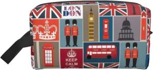 England Symbols Print Large Capacity Cosmetic Organizer for Women and Men Portable Travel Makeup Pouch
