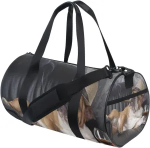 English Bulldog Resting on Chair with Cigar and Glass Portable Gym Bag, Travel Bag, Luggage bag, Sports Bag, Toiletry Bag with Handles, Detachable Shoulder Strap 17.6 x 9 x 9 inch