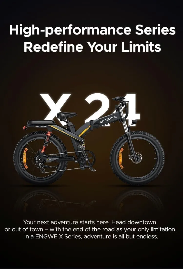ENGWE X20 X24 Fat Tire Electric Bike, 1000W(Peak) Motor Ebike for Adults,95 Miles 31MPH 20''24'' Mountain Ebike，48V19.2A(29.2Ah-Dual Battery Option),All Terrain