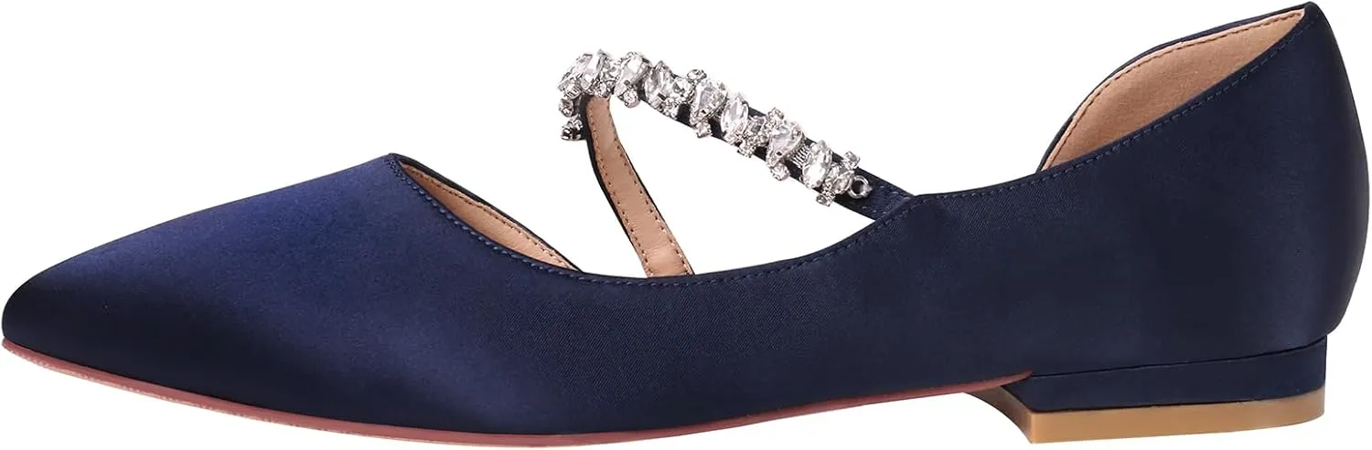 ERIJUNOR E0168F Women Comfortable Low Heel Pointy Toe Pumps Wedding Party Shoes