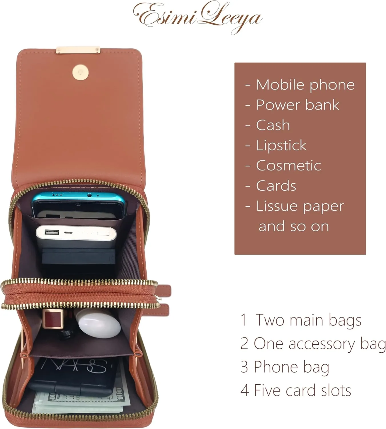 Esimileeya Small Compact Cell Phone Crossbody Bags for Women Trendy Purses Touchscreen Shoulder Bag with Credit Card Slots