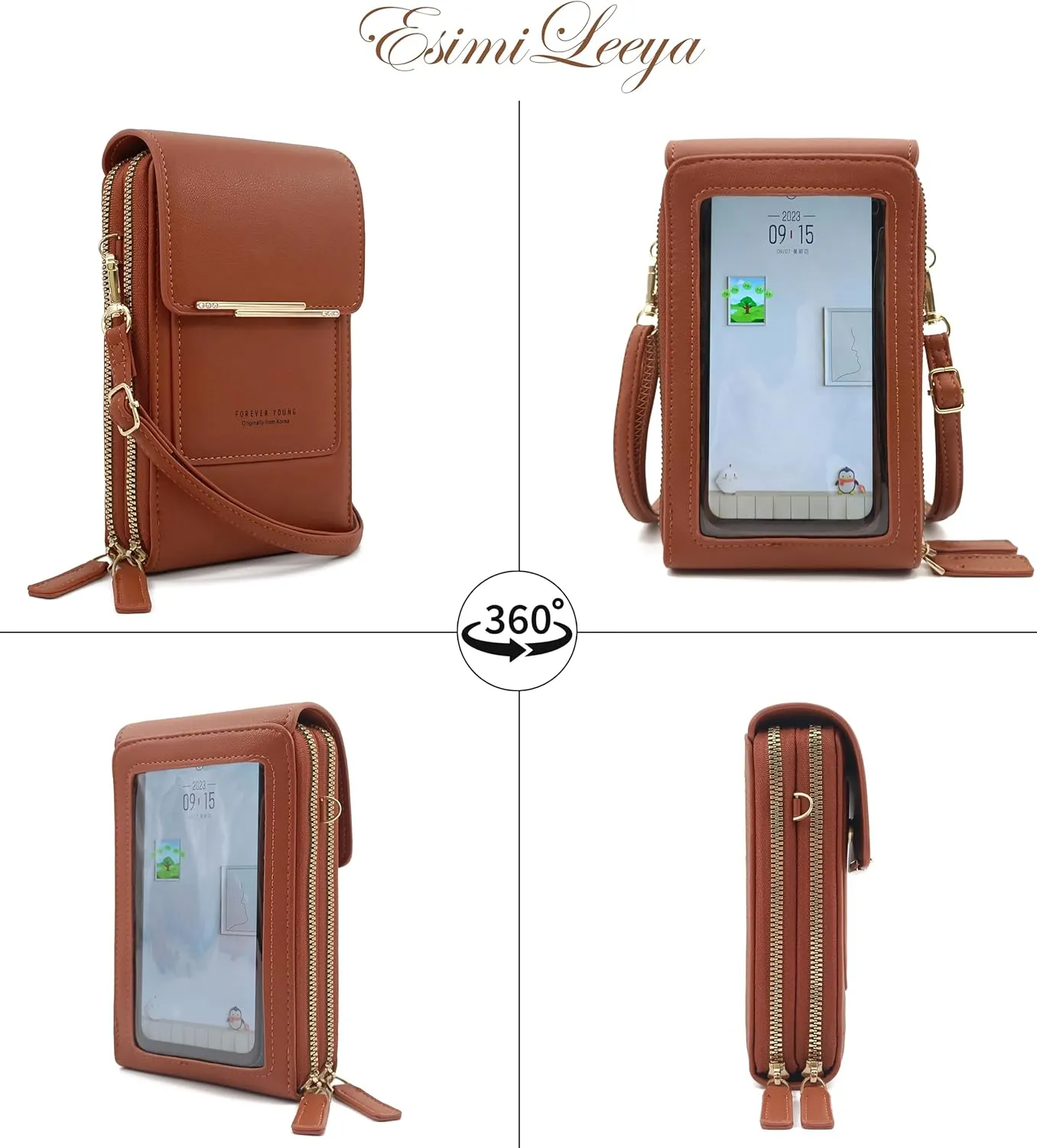 Esimileeya Small Compact Cell Phone Crossbody Bags for Women Trendy Purses Touchscreen Shoulder Bag with Credit Card Slots