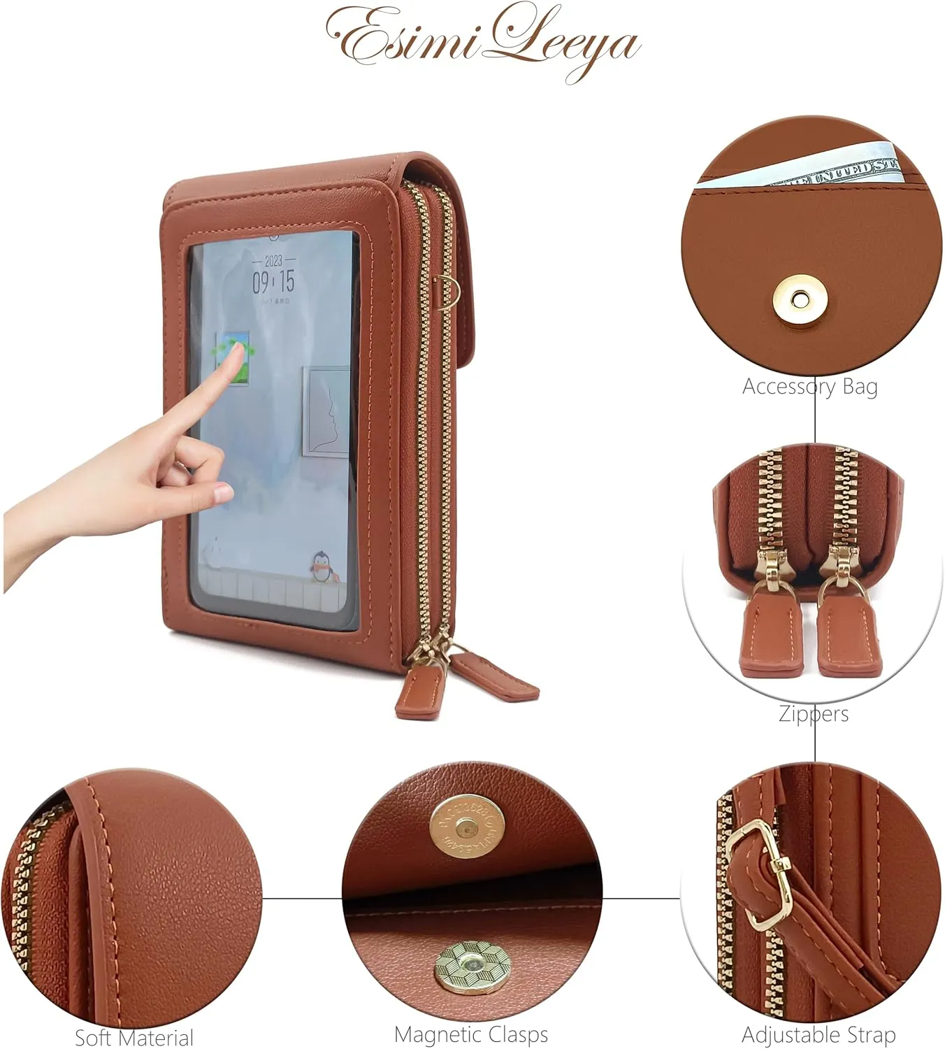 Esimileeya Small Compact Cell Phone Crossbody Bags for Women Trendy Purses Touchscreen Shoulder Bag with Credit Card Slots