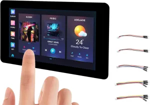 ESP32-S3 7inch Capacitive Touch Display, ESP32 Development Board with 7inch LCD Screen 800×480, 32-bit LX7 Dual-Core Processor, Up to 240MHz, Supports W-i-F-i & Blue-Too-th, with Onboard Antenna