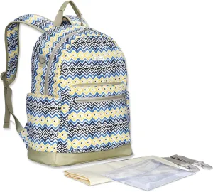 Ethnic Diaper Bag Backpack Large Capacity Travel Nappy Changing Bag Mummy Bag with Changing Mat & Stroller Straps(Boho Yellow)