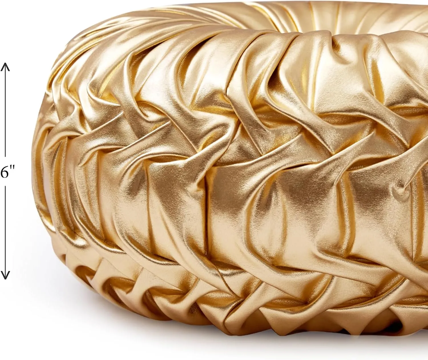 EUCIOR Gold Throw Pillows,Circular Pillow,Pumpkin Pleated Handmade Throw Pillows,Gold Pillows,Smooth Metallic Leather Decorative Pillows for Home Decor Bedroom Living Room Couch Bed Sofa