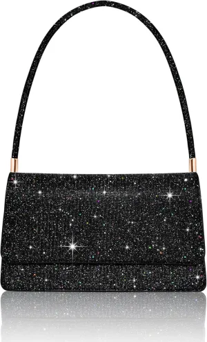 Evening Bag Clutch Purse for Women, Sparkling Envelope Handbag with 2 Compartments for Prom Cocktail Party
