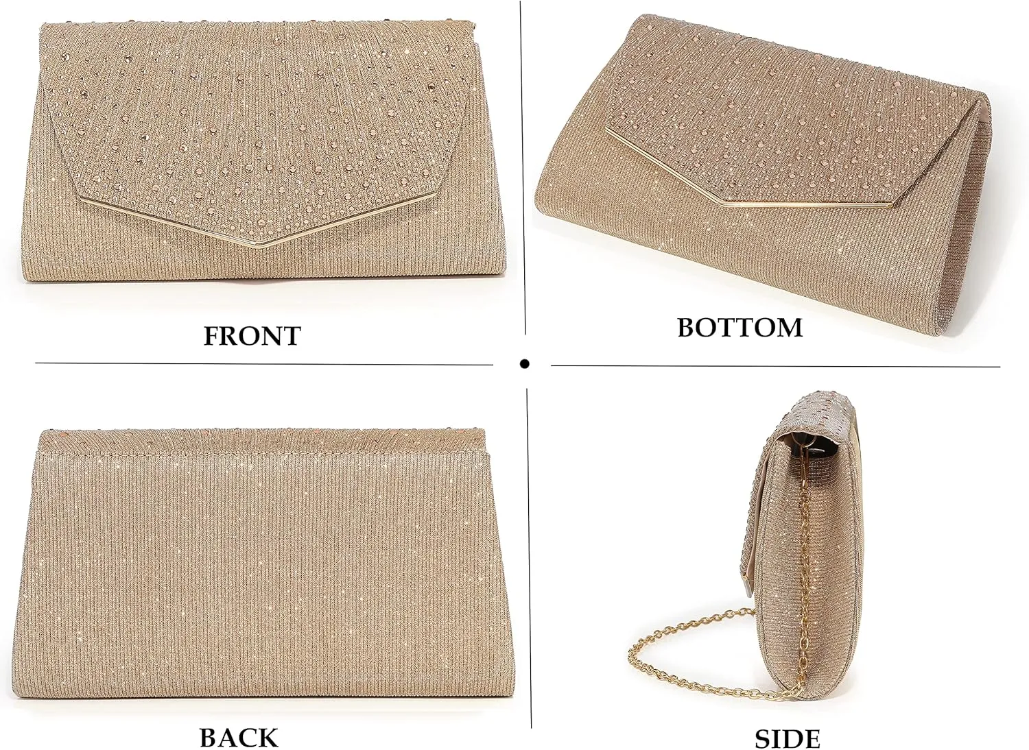 Evening Bag for Women Glitter Rhinestone Wedding Evening Purse Crystal Envelope Clutch Crossbody Shoulder Bags