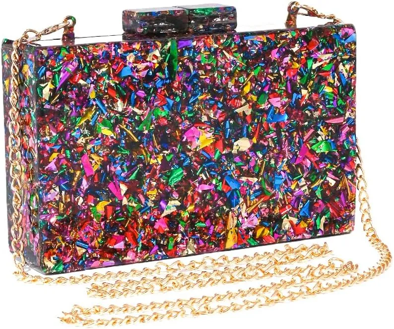 Evening Bag Purses for Women, Acrylic Handbags Clutch Shoulder Crossbody Bag Bride Dresses (Multicolor)