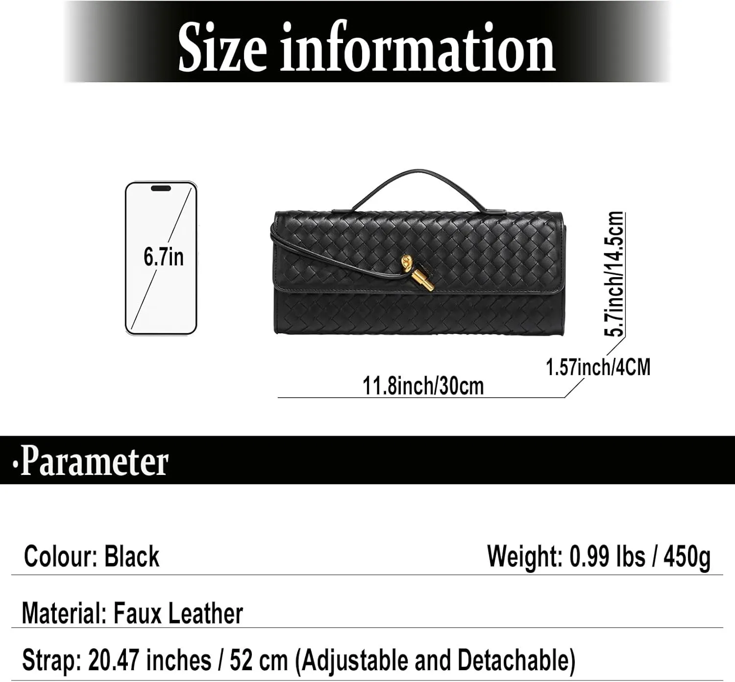 Evening Woven Handbag for Women PU Leather Clutch Purses Removable Strap Shoulder Bag Fashion Crossbody Tote Bag