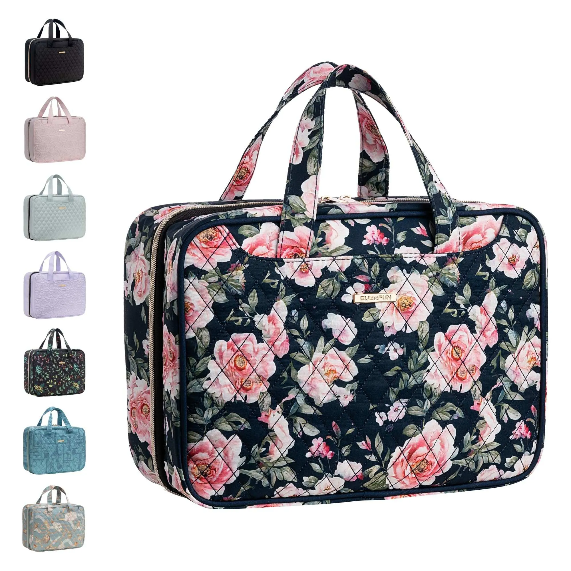 Everfun Hanging Travel Toiletry Bag for Women Traveling With Leakproof Compartment Makeup Cosmetic Organizer Dopp Kit Travel Accessories Essentials Must Have