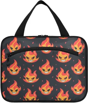 Evilaughing Flame Demon hanging travel bag with hanging with hook, designer accessories toiletries bag for traveling women vacation bolsas de maquillaje para mujer