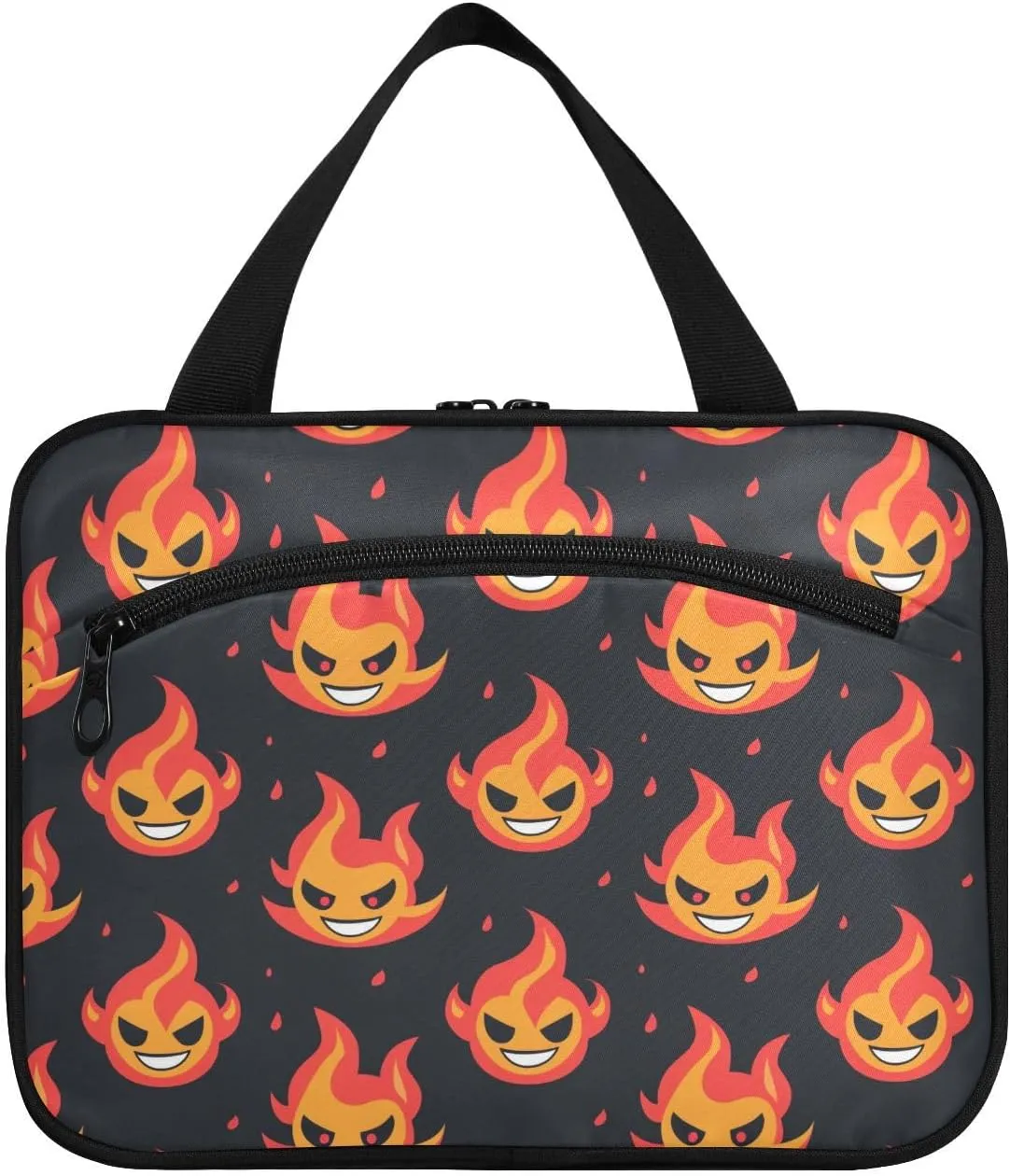 Evilaughing Flame Demon hanging travel bag with hanging with hook, designer accessories toiletries bag for traveling women vacation bolsas de maquillaje para mujer