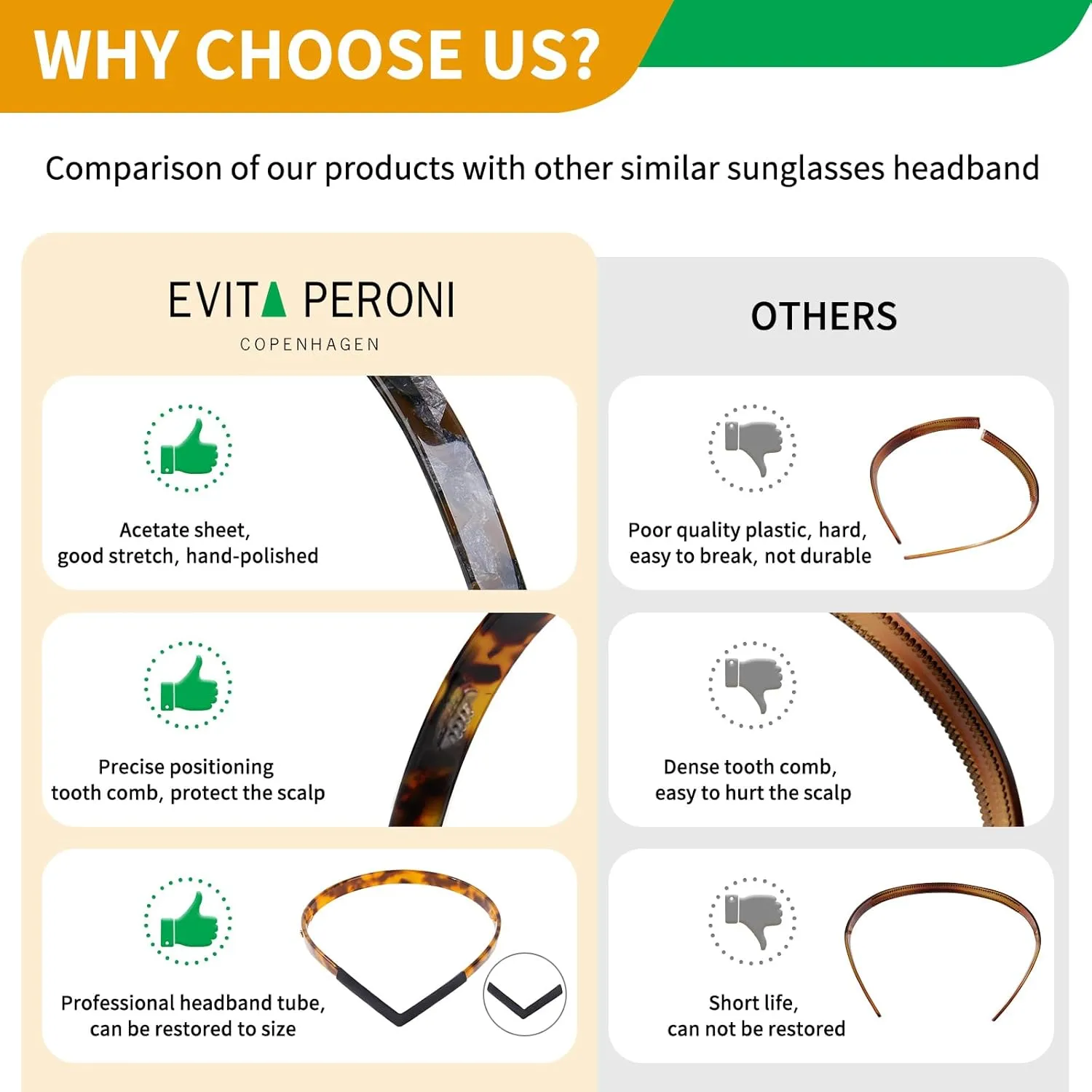 EVITA PERONI Non-Slip Headbands - Designed for Eyewear, No Pressure, No Headache, Comfortable Fashion Thin Headbands for Women's Hair - Apricot