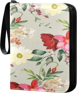 Exnundod 4 Pocket Trading Card Binder Wonderful Poppy Colorful, PU Leather Card Collection Binder Leaves Spring 400 Cards Organizer Binder Collectible Trading Card Albums for Sports Game Card