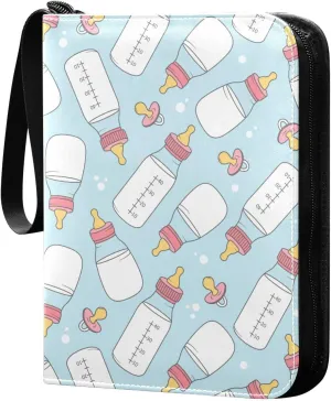 Exnundod Bottles with Colorful Trading Card Binder for Cards Card Album 4-Pockets 400 Cards Removable Sleeves PU Baseball Card Holder Football Sports Card Collection