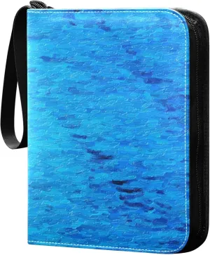 Exnundod Oil Painting Starfish Trading Card Binder for Cards, Summer Time Sports Card Binder Card Album 4-Pockets for 400 Cards PU Baseball Football Game Cards Collection