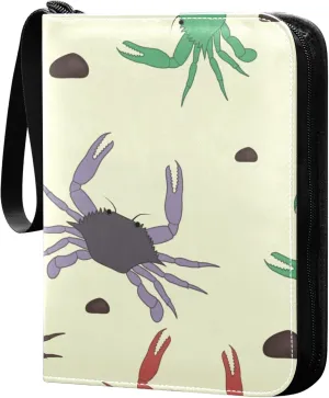 Exnundod Sport Card Binder Colorful Crabs and Stones 4 Pocket Trading Card Binder PU Leather Card Collection 400 Cards Organizer Trading Card Albums for Sports Game Card