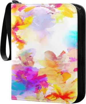 Exnundod Sport Card Binder Tie Dye Colorful Flowers 4 Pocket Trading Card Binder PU Leather Card Collection 400 Cards Organizer Trading Card Albums for Sports Game Card