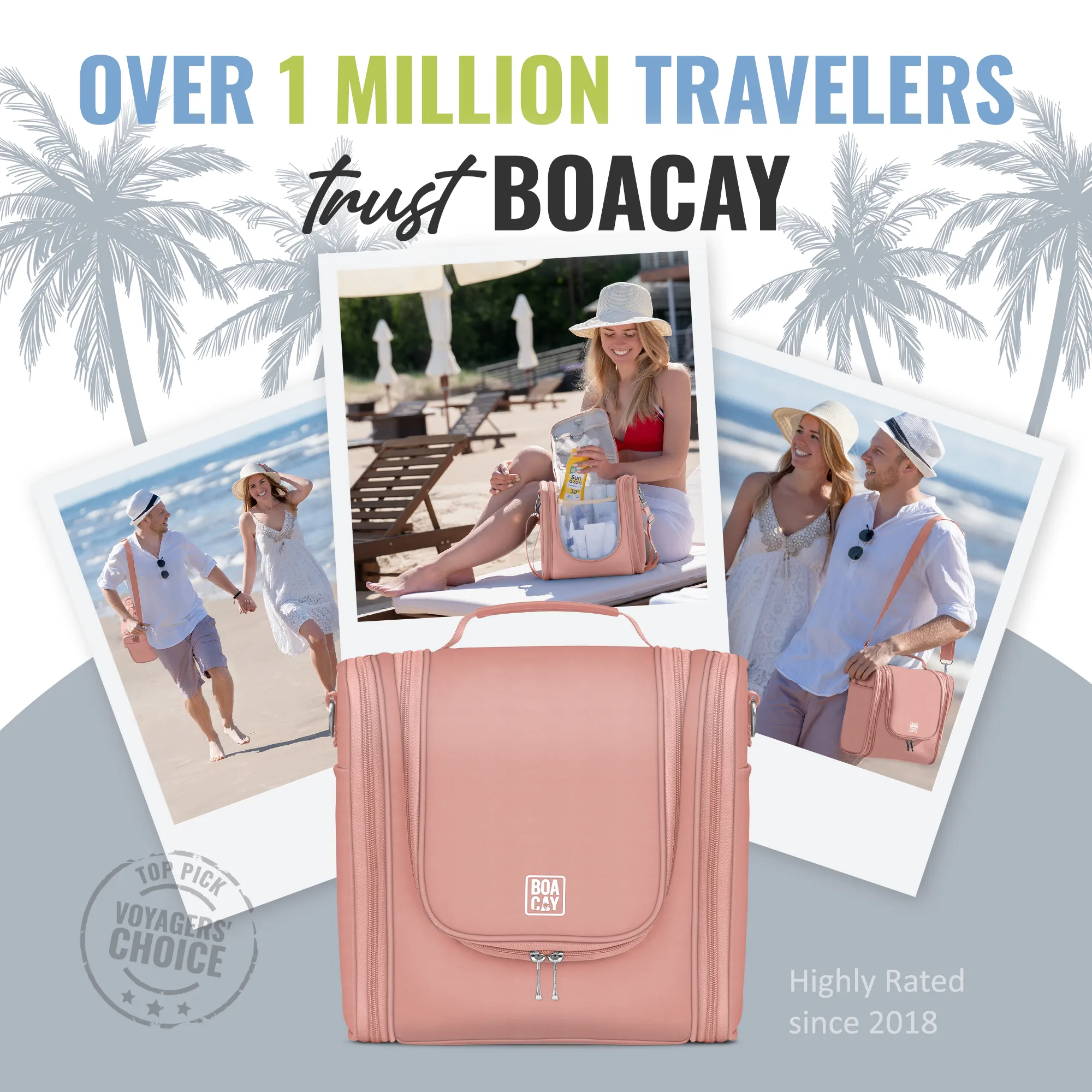 Extra-Large Collapsible Hanging Toiletry Bag - Dusty Rose