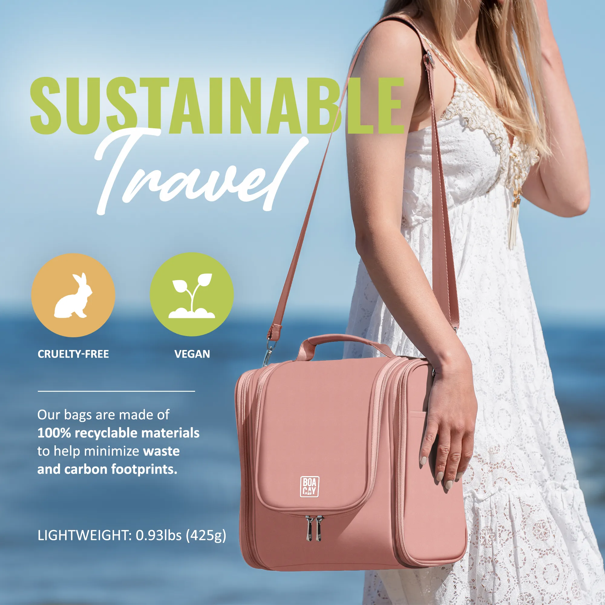 Extra-Large Collapsible Hanging Toiletry Bag - Dusty Rose